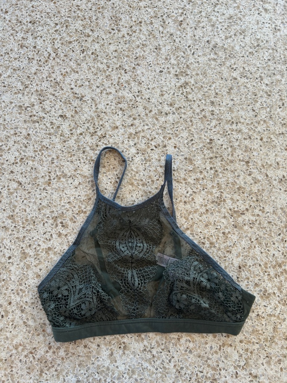 Victoria's Secret Olive Green Lace High-Neck Bralette